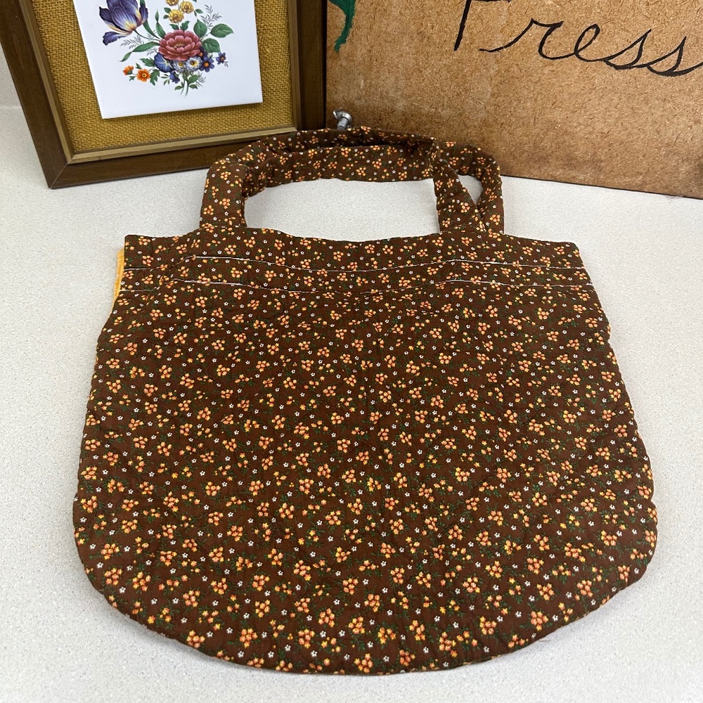 Vintage Handmade Bag Quilted Sewing Bag Tote Grocery Bag Retro Fabric